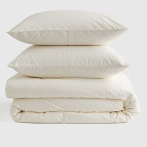 NWOT Quince Classic Organic Brushed Cotton Duvet Cover Set Queen (Ivory)